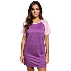 LuLaRoe Purple Pink Baseball Tee Shirt Dress ‎ RAGLAN Size M NWT